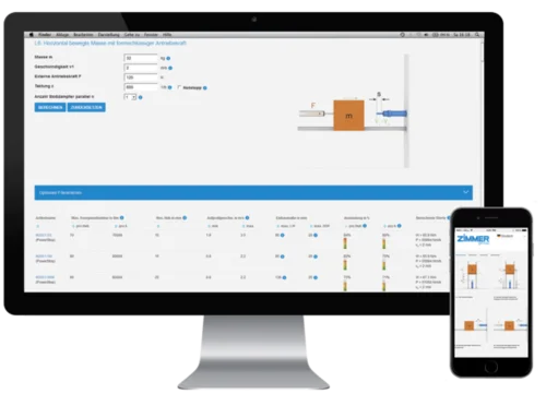 Produktfinder Stoßdämpfer Produktfinder für Stoßdämpfer für Desktop-Anwendung oder Smartphone